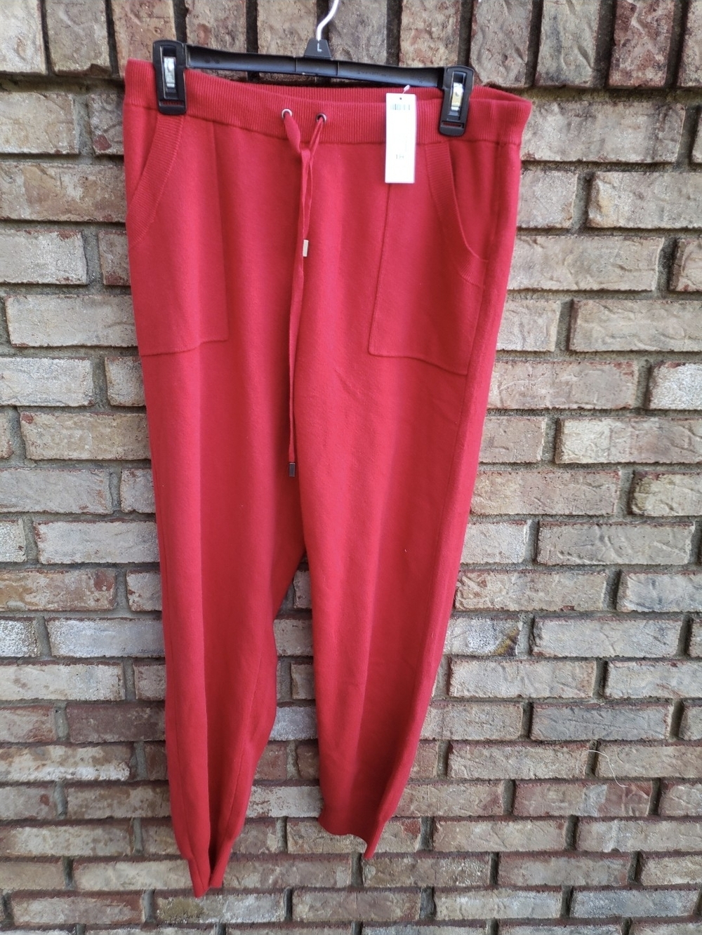 New Women's Talbots Red Soft Wild Poppy Cashmere Cozy Jogger Pants $110 1 MED